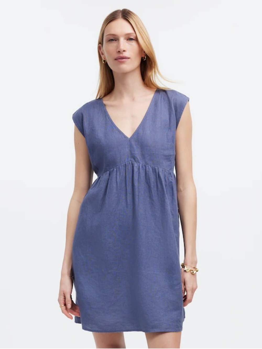 Madewell Relaxed Empire-Waist Mini v-neck Dress Sun faded indigo